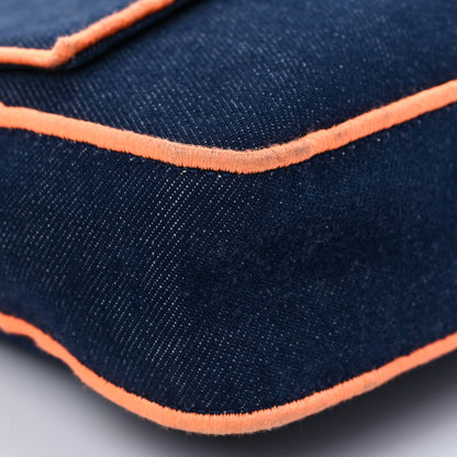 Fendi Denim Large Baguette Blue Arancio Fluo 8 of 16