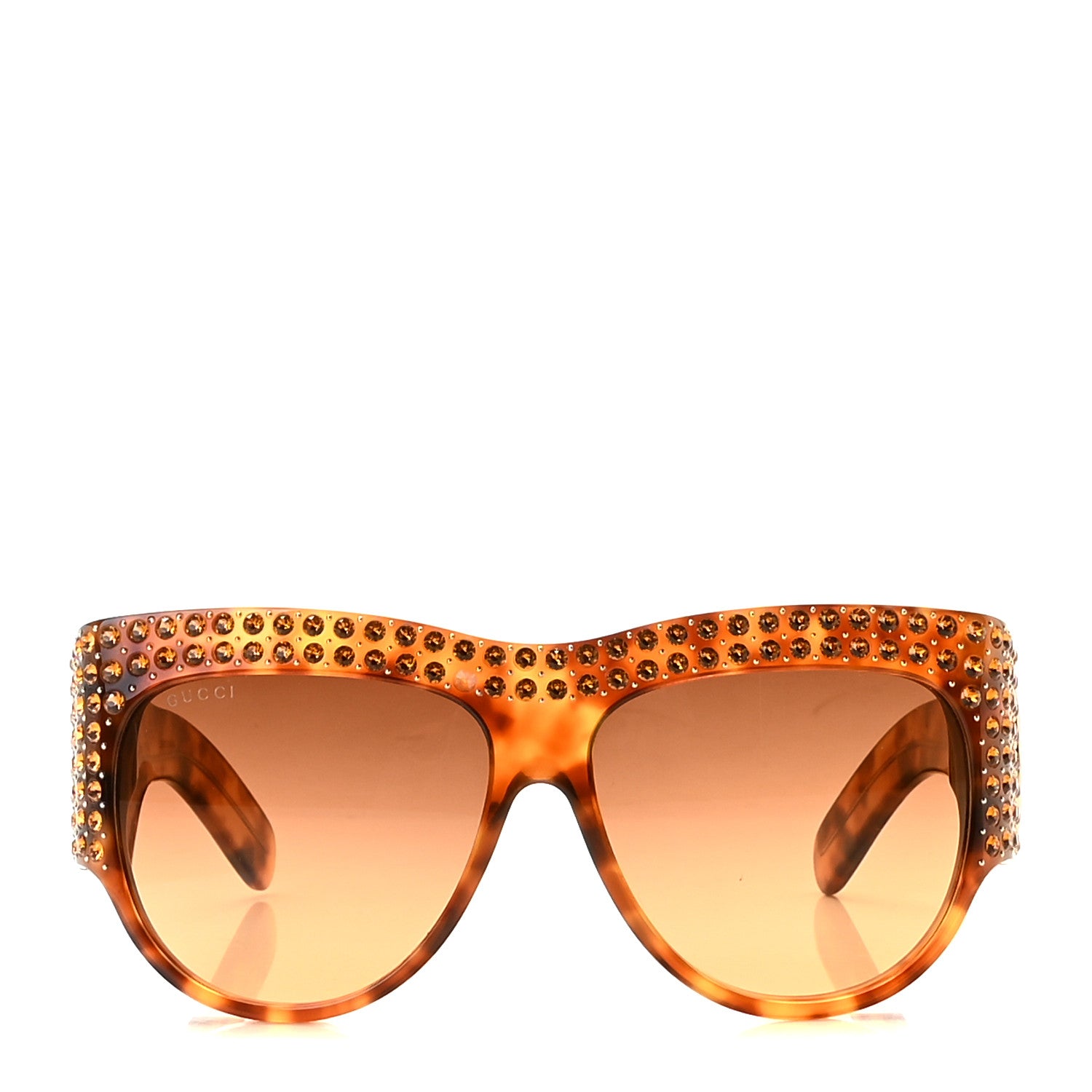 Gucci Acetate Crystal Oversize Hollywood Forever Sunglasses GG0144S Havana 4 of 7