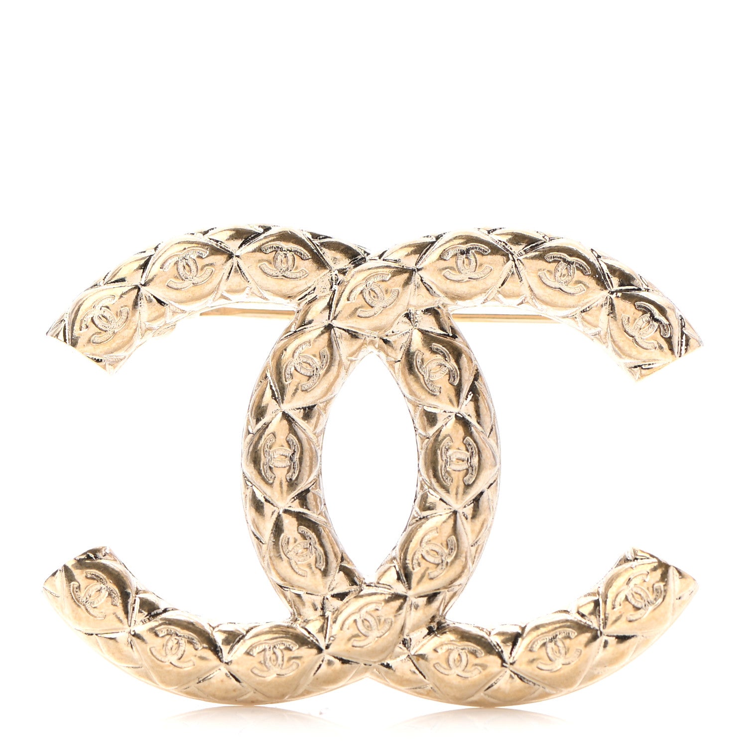 Chanel Metal CC Diamond Quilted Brooch Light Gold 1 of 5
