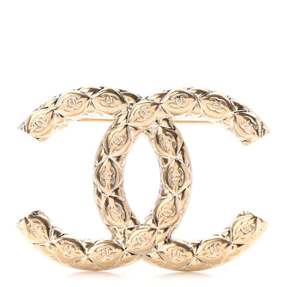 Chanel Metal CC Diamond Quilted Brooch Light Gold 1 of 5