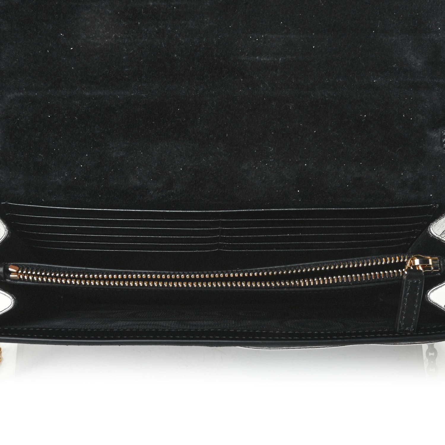 Saint Laurent Metallic Calfskin Monogram Belle de Jour Chain Clutch Silver 4 of 4
