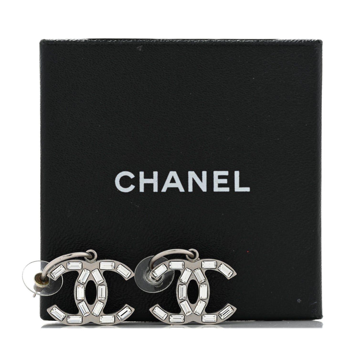 Baguette Crystal CC Dangle Earrings Gold