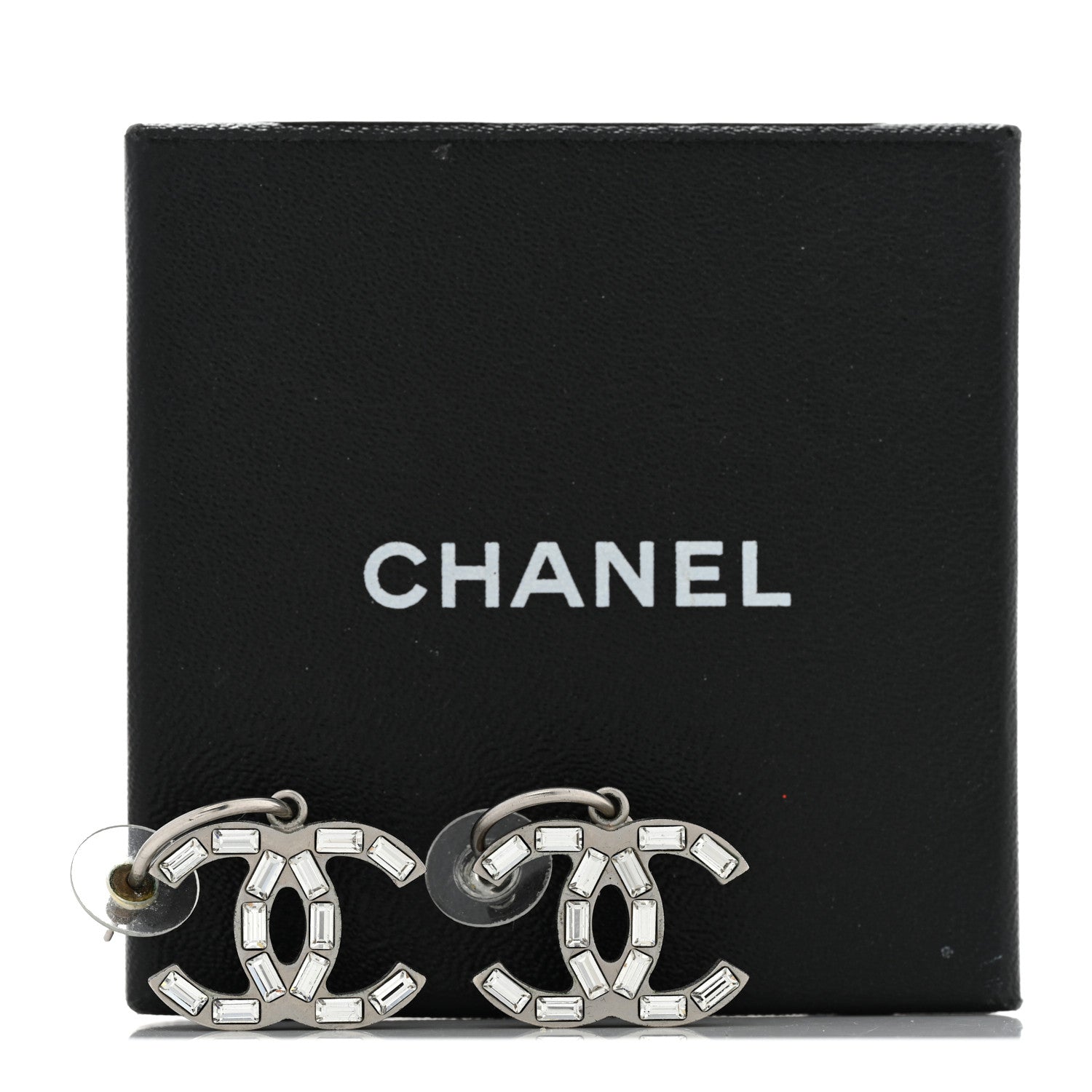 Chanel Baguette Crystal CC Dangle Earrings Gold 5 of 5