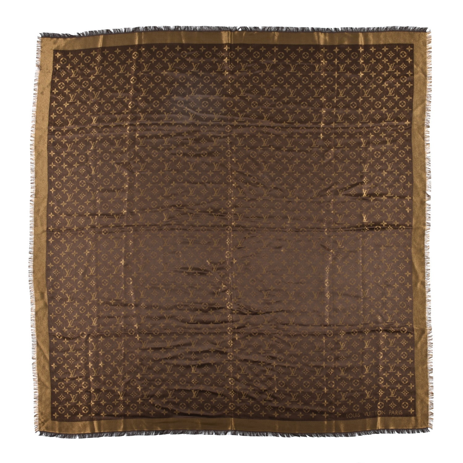 Louis Vuitton Silk Lurex Wool Monogram Shine Shawl Brown 1 of 4