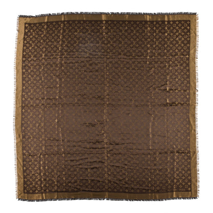 Louis Vuitton Silk Lurex Wool Monogram Shine Shawl Brown 1 of 4