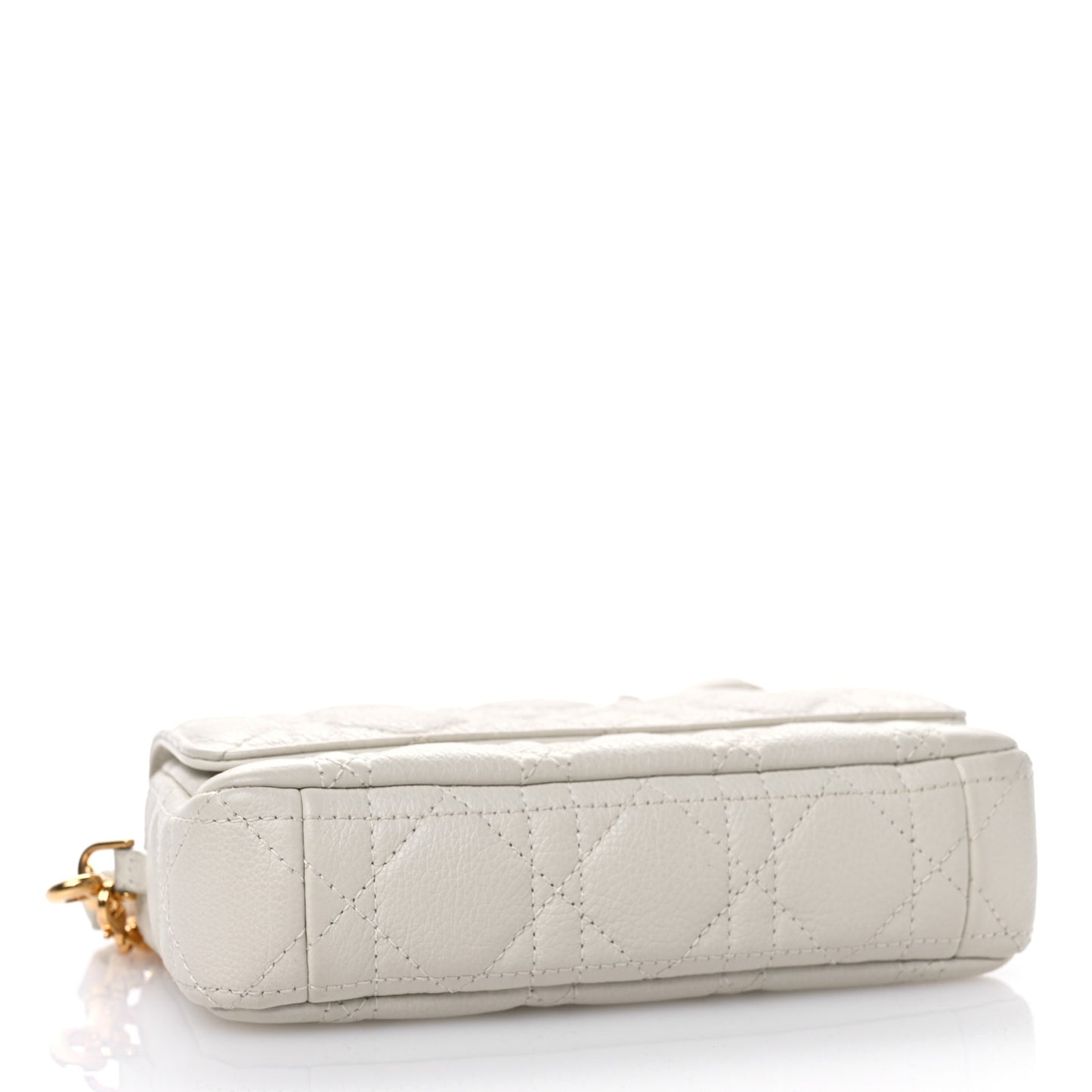 Supple Calfskin Cannage Caro Pouch with Chain Latte