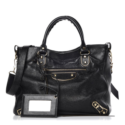 Balenciaga Chevre Gold Metallic Edge Hardware Velo Black 1 of 20