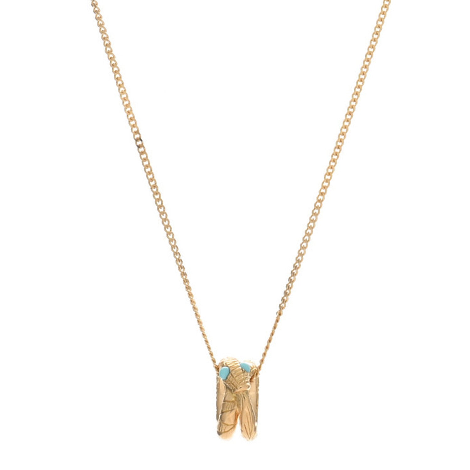 Gucci 18K Yellow Gold Turquoise Ouroboros Snake Necklace 1 of 3