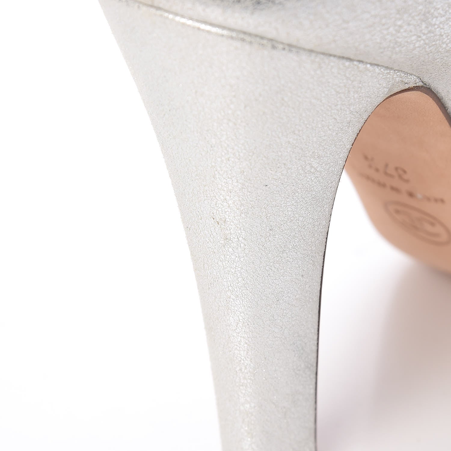 Chanel Metallic Lambskin Cap Toe CC Pumps 37.5 Silver Black 17 of 17