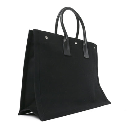 Saint Laurent Linen Calfskin Rive Gauche Tote Black 3 of 10