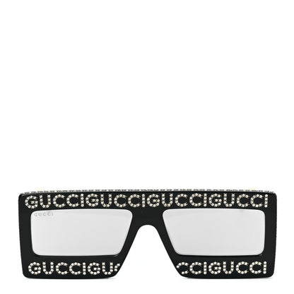 Gucci Acetate Crystal Mask-Frame Sunglasses GG0431S Black 2 of 7