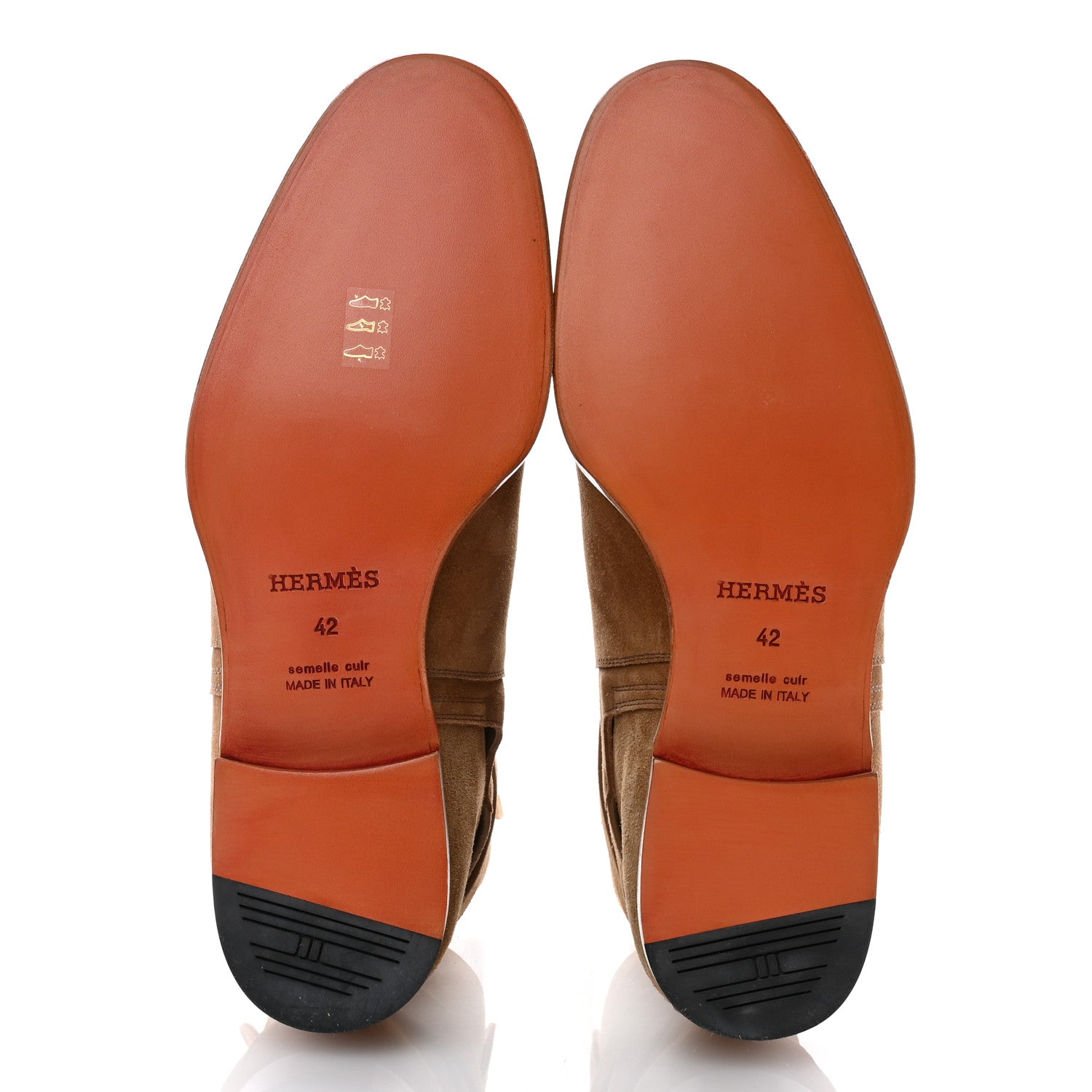 Hermes Veau Velours Mens Fortune Ankle Boots 42 Brun Fume 5 of 9