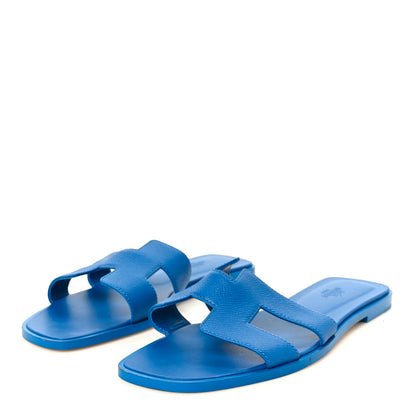Hermes Epsom Oran Sandals 40 Bleu Bleuet 4 of 9