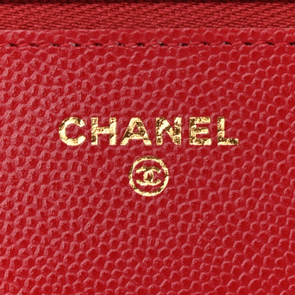 Chanel Caviar Quilted Wallet On Chain WOC Red 6 of 13