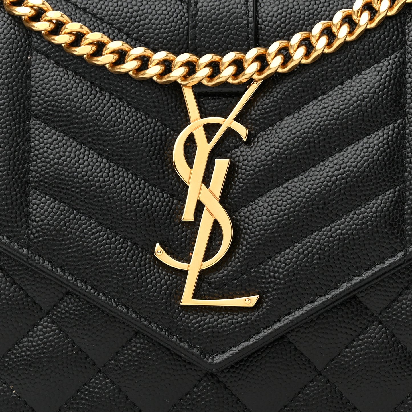 Grain De Poudre Mixed Matelasse Triquilt Monogram Chain Wallet Black