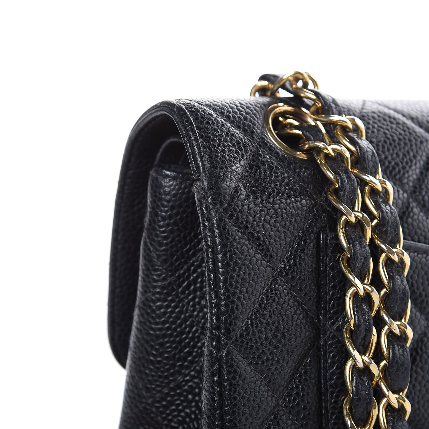 Caviar Quilted Small Double Flap Black