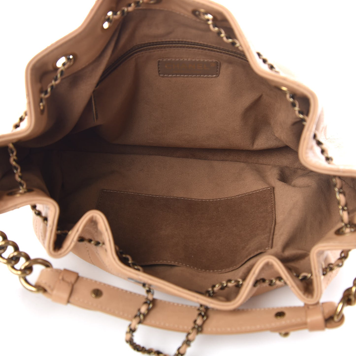 Calfskin Quilted Drawstring CC Medium Hobo Beige