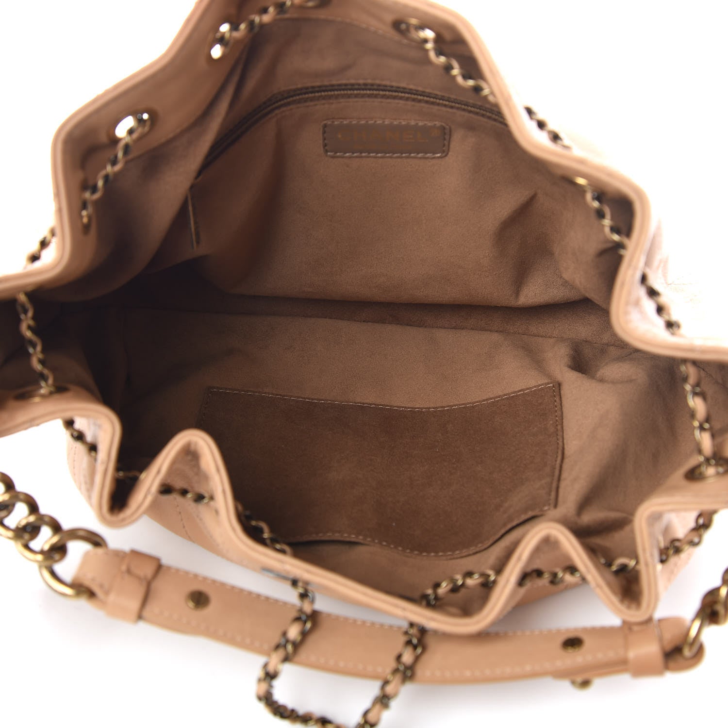 Chanel Calfskin Quilted Drawstring CC Medium Hobo Beige 6 of 16