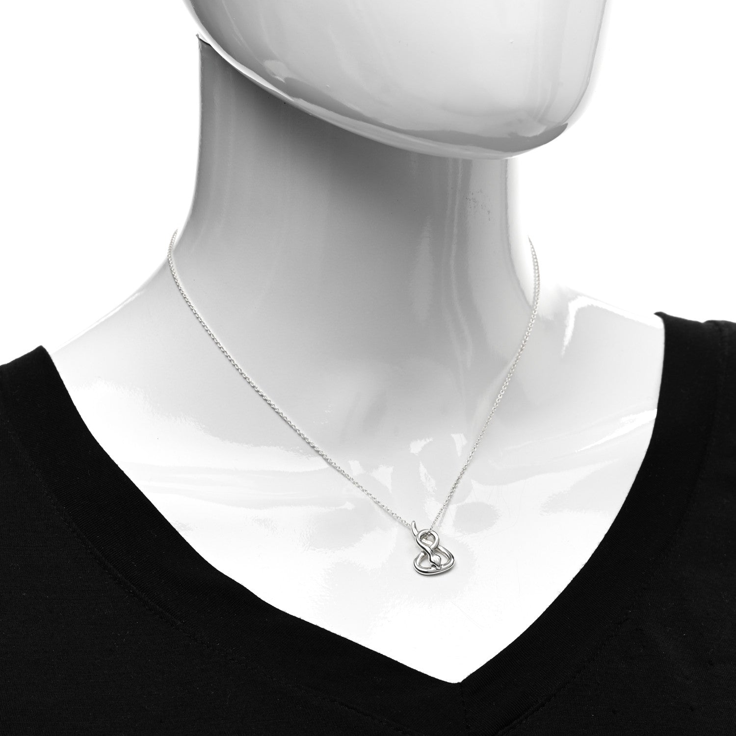 Tiffany Sterling Silver Diamond Elsa Peretti Snake Pendant Necklace 2 of 4