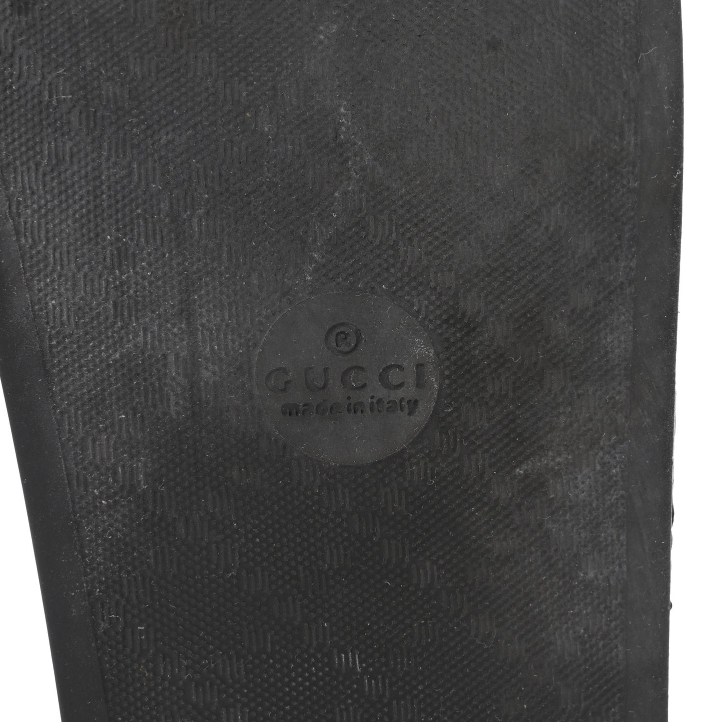 Rubber Matelasse Interlocking G Mens Slide Sandals 7 Black