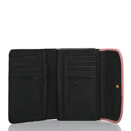 Miu Miu Goatskin Madras Bi-Color Bi-Fold Wallet Rosa Black 4 of 8