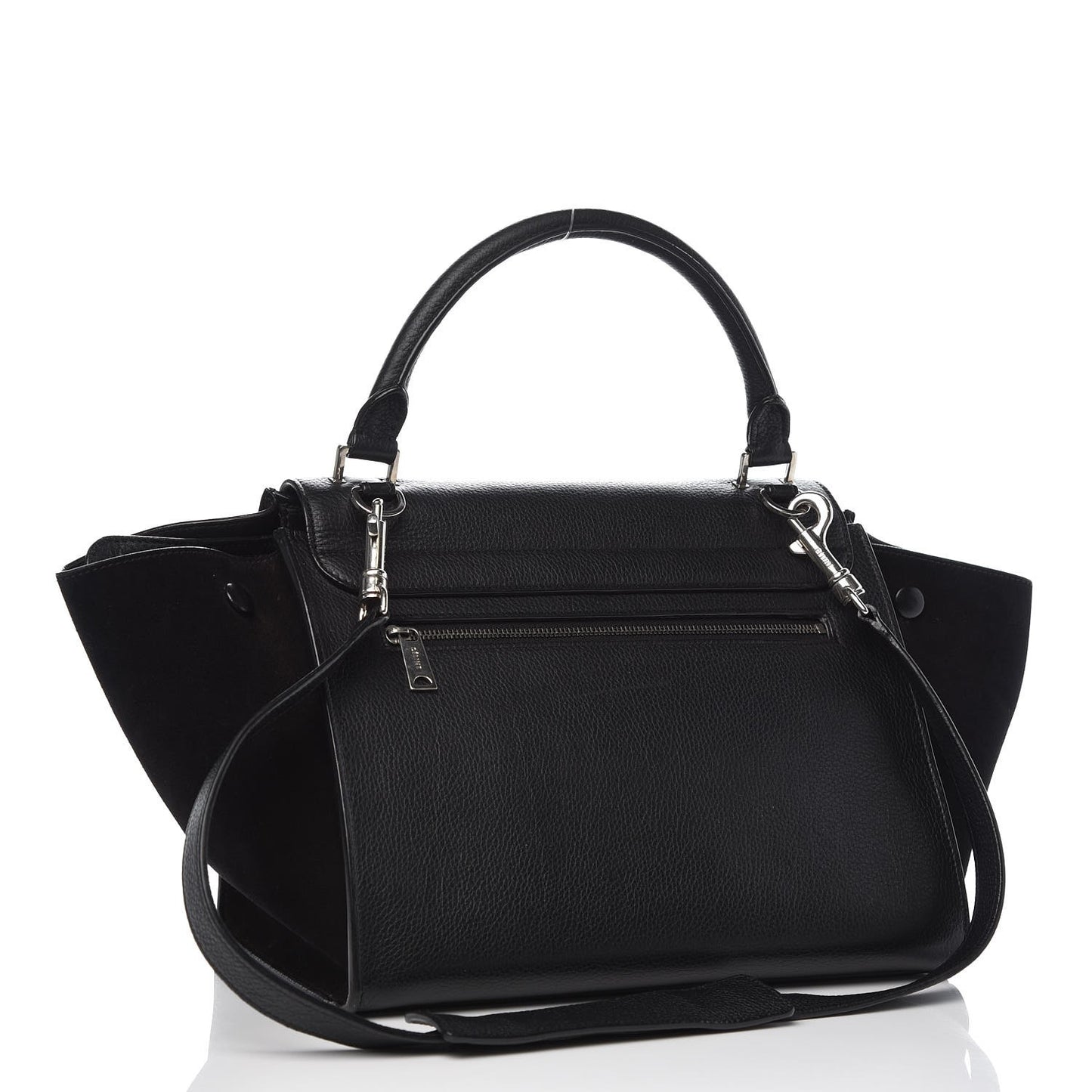 Drummed Calfskin Suede Small Trapeze Black