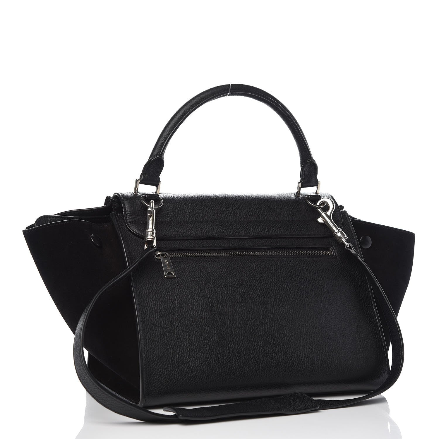 Celine Drummed Calfskin Suede Small Trapeze Black 23 of 31