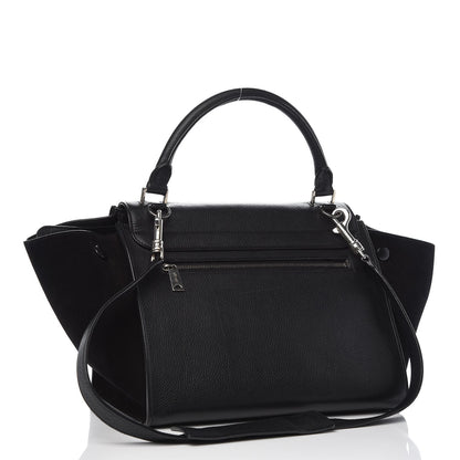 Celine Drummed Calfskin Suede Small Trapeze Black 23 of 31