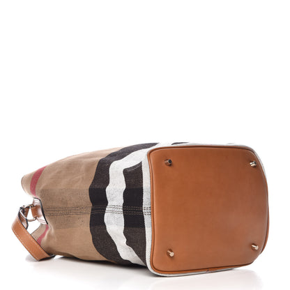 Burberry Canvas Mega Check Medium Ashby Hobo Saddle Brown 4 of 10