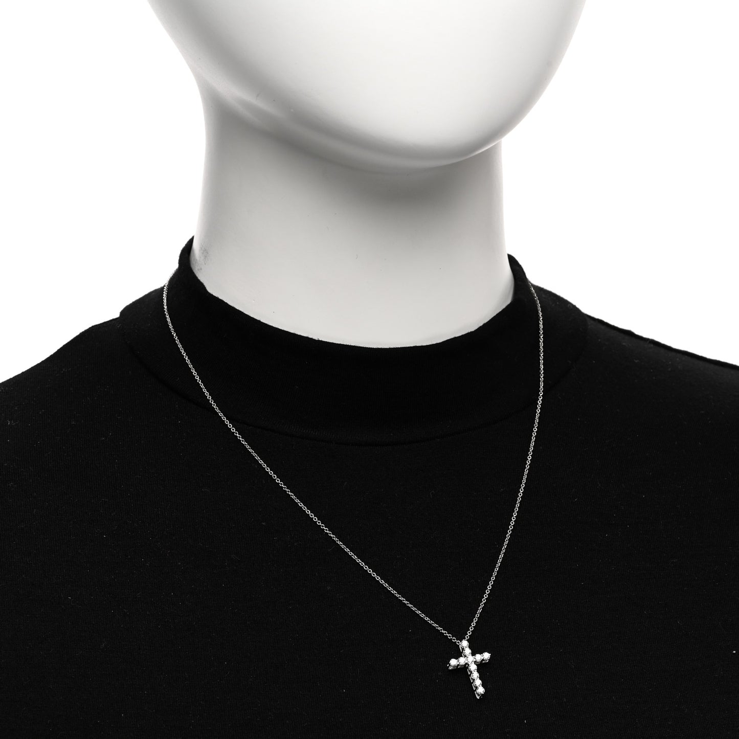 Platinum Diamond Small Cross Pendant Necklace