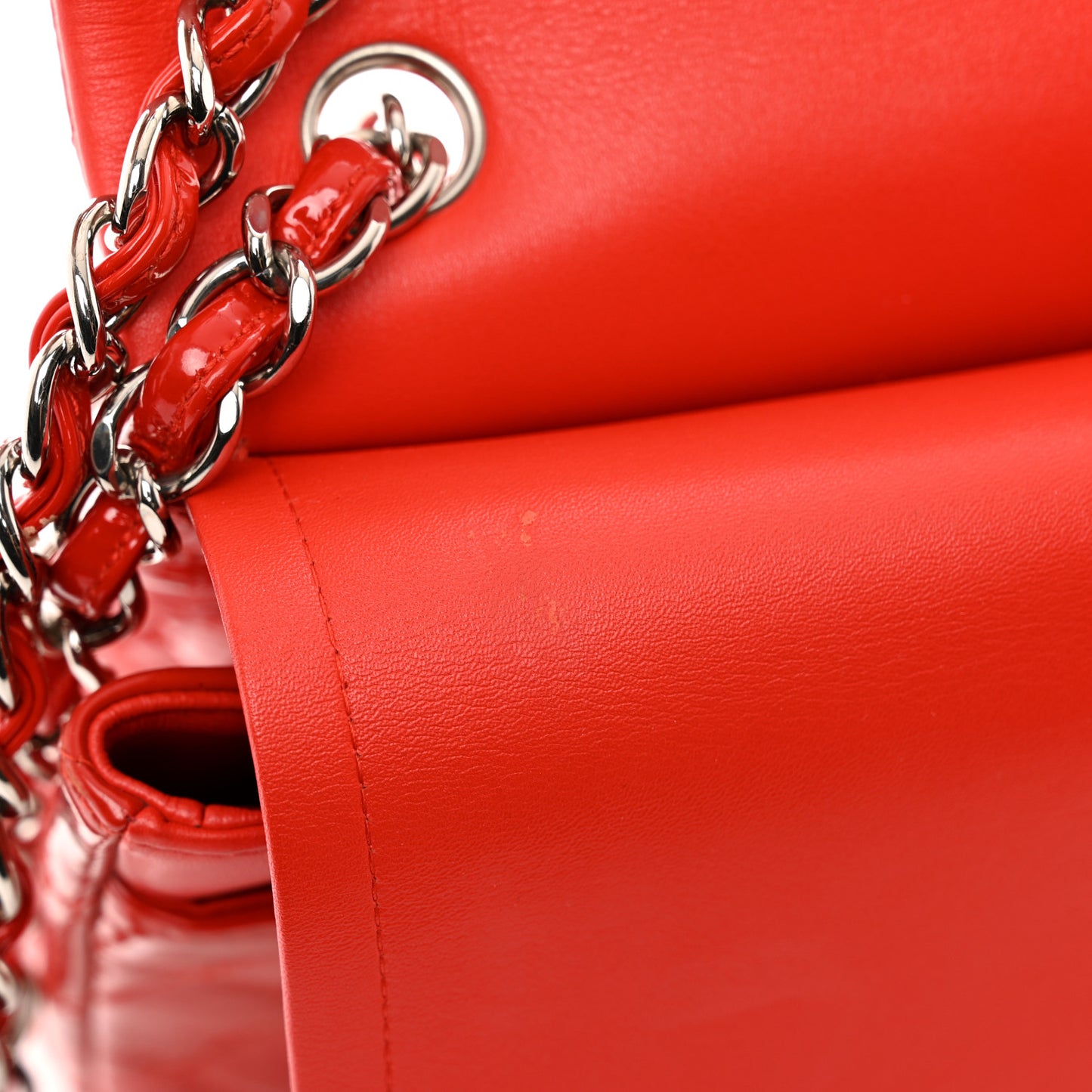 Patent Quilted Jumbo Double Flap Red