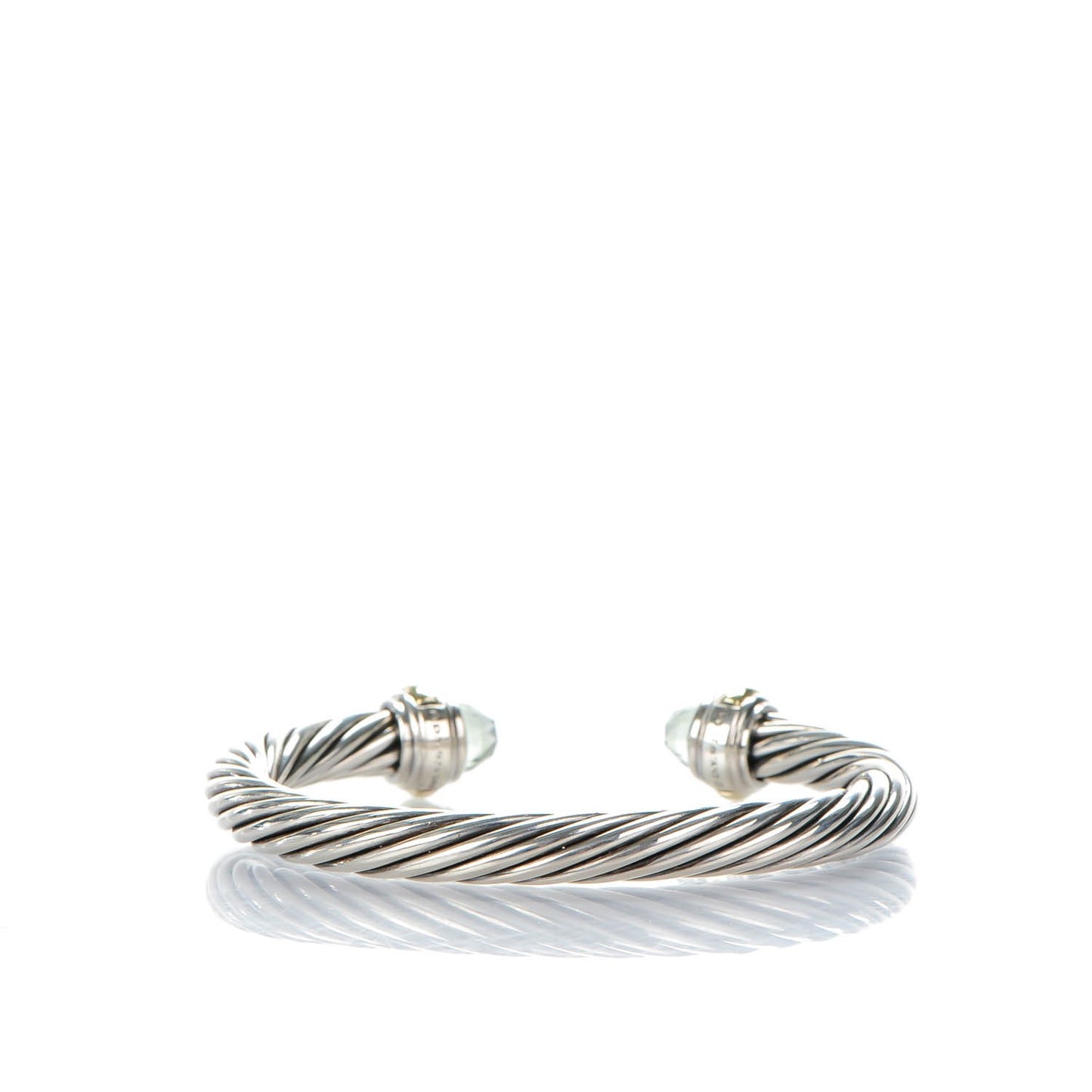 Sterling Silver 14K Yellow Gold Prasiolite 7mm Cable Classics Bracelet