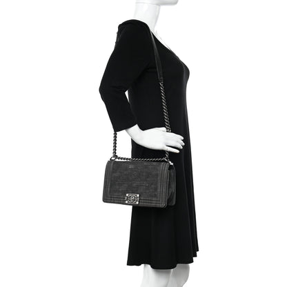Chanel Denim Quilted Medium Boy Flap Black 2 of 13