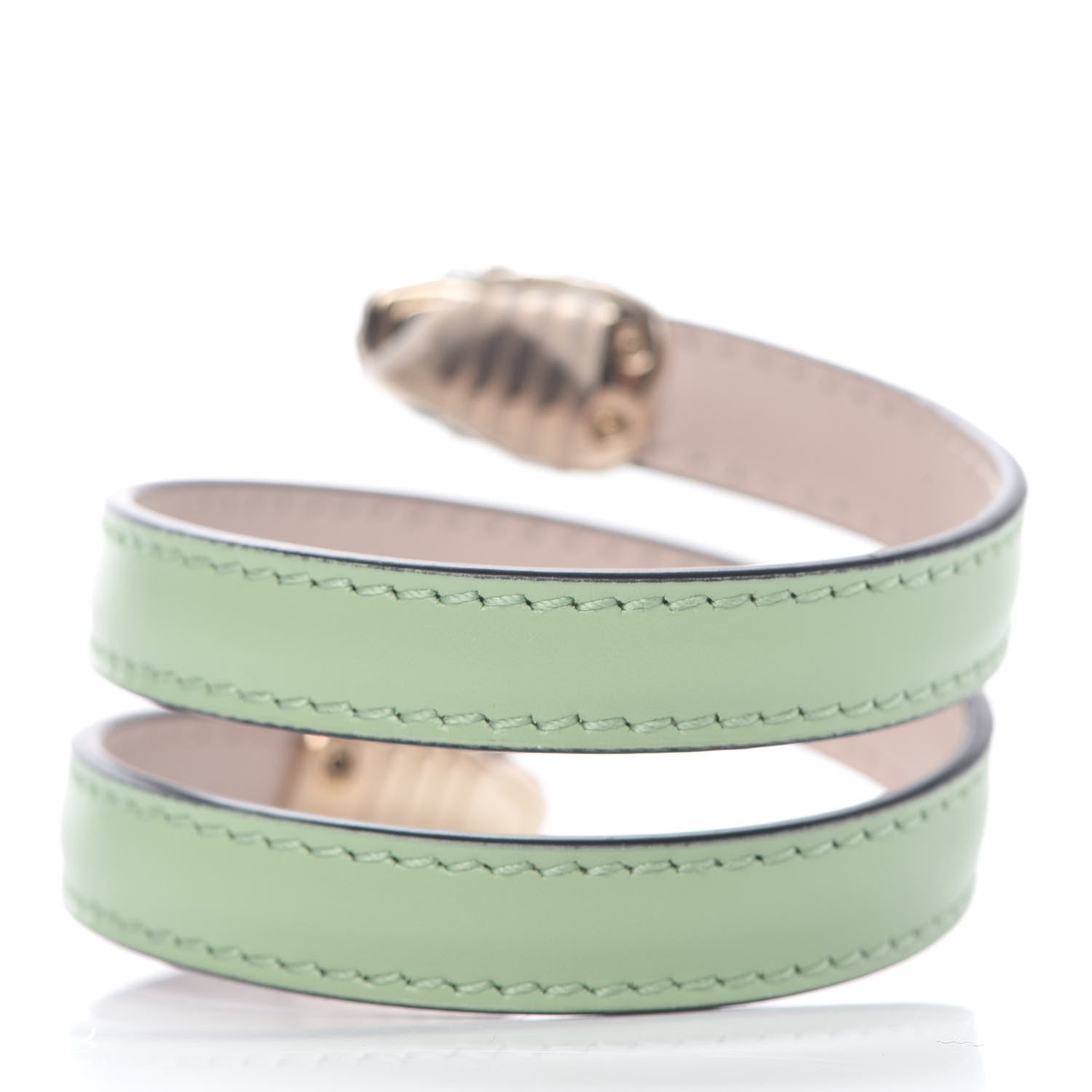 Bulgari Calfskin Serpenti Forever Double Coil Cleopatra Bracelet Green 3 of 5