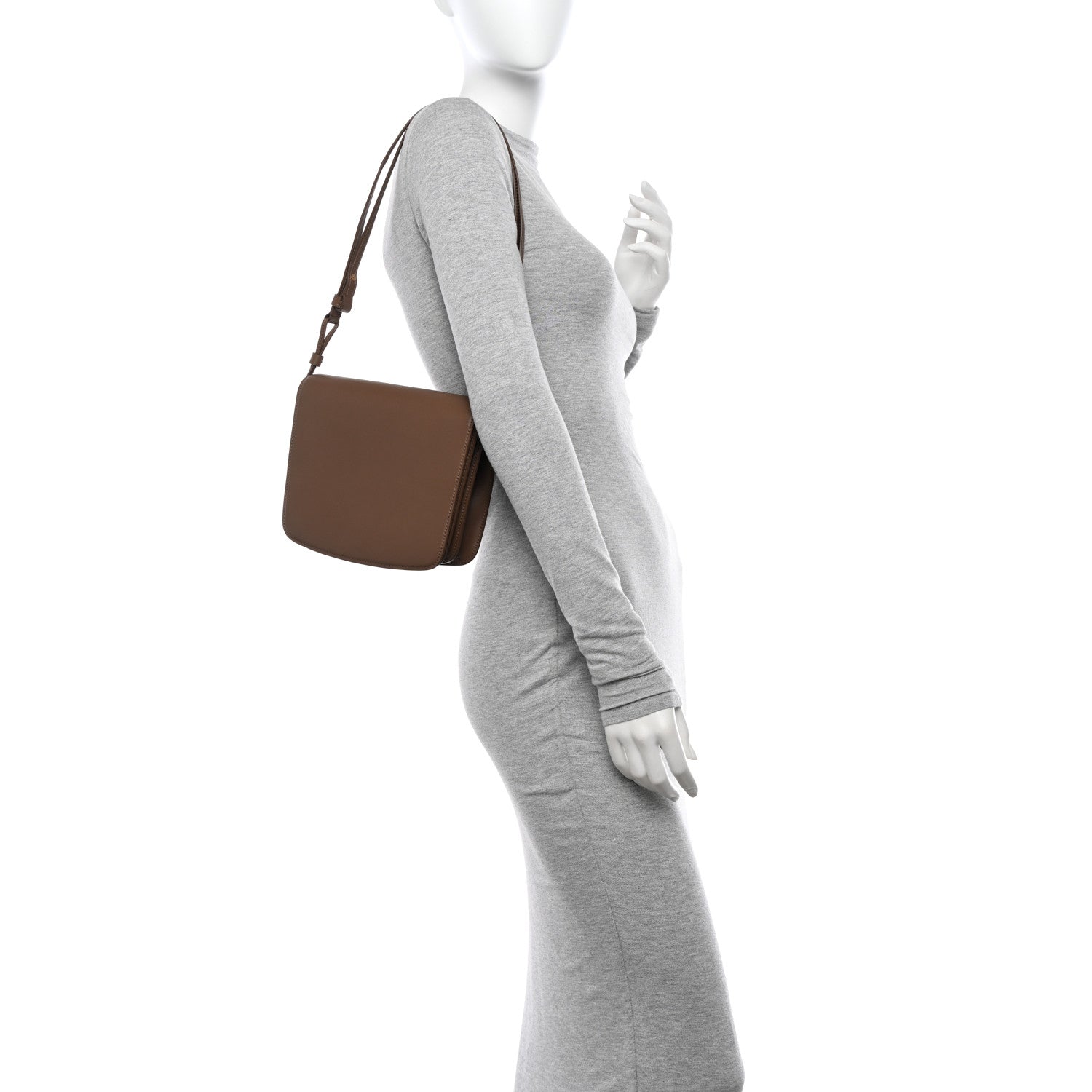 The Row Calfskin Large Julien Shoulder Bag Dark Taupe 2 of 12