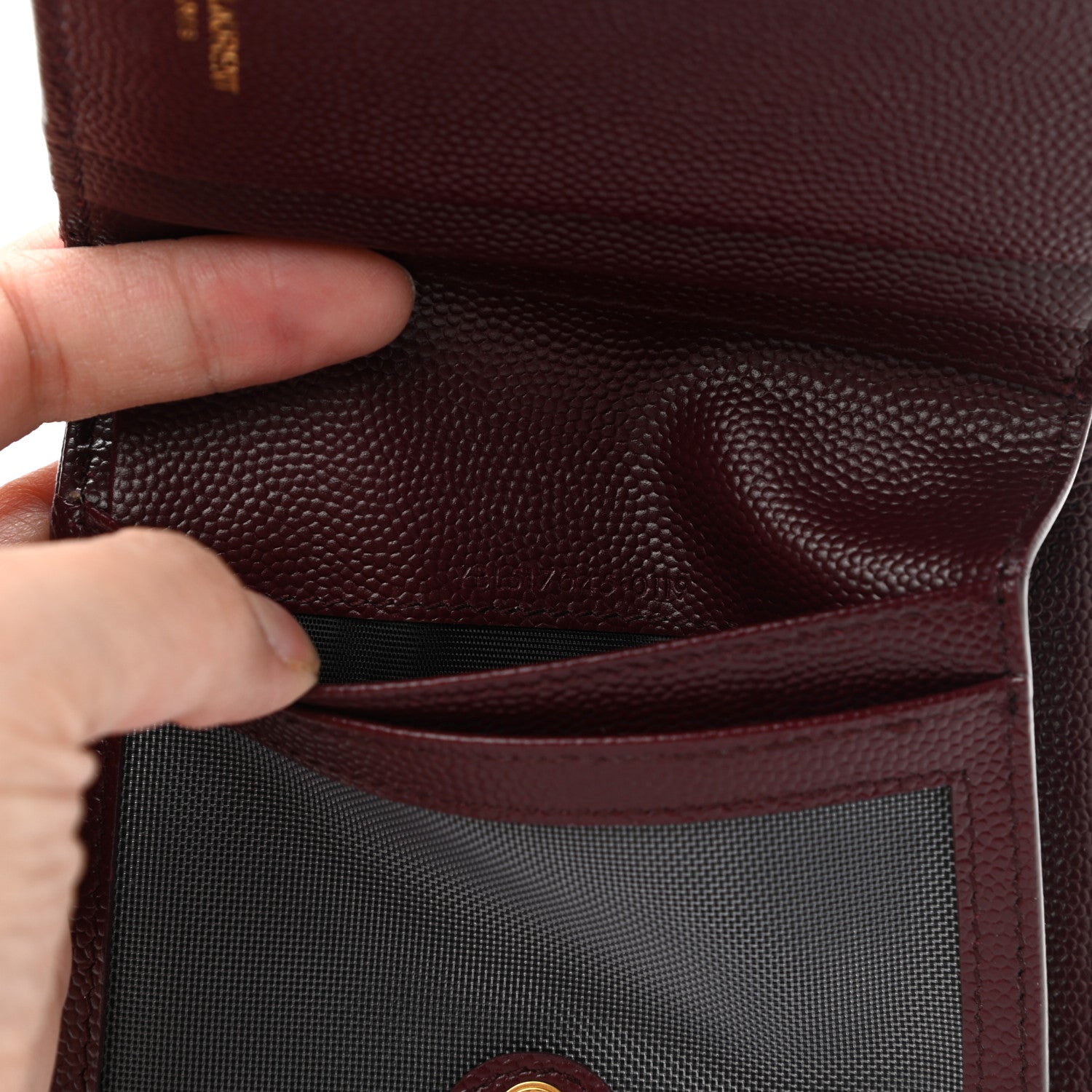 Saint Laurent Grain De Poudre Matelasse Chevron Monogram Zipped Card Case Palissandre 7 of 9