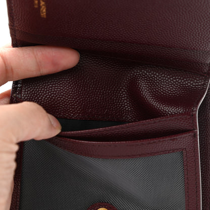 Saint Laurent Grain De Poudre Matelasse Chevron Monogram Zipped Card Case Palissandre 7 of 9