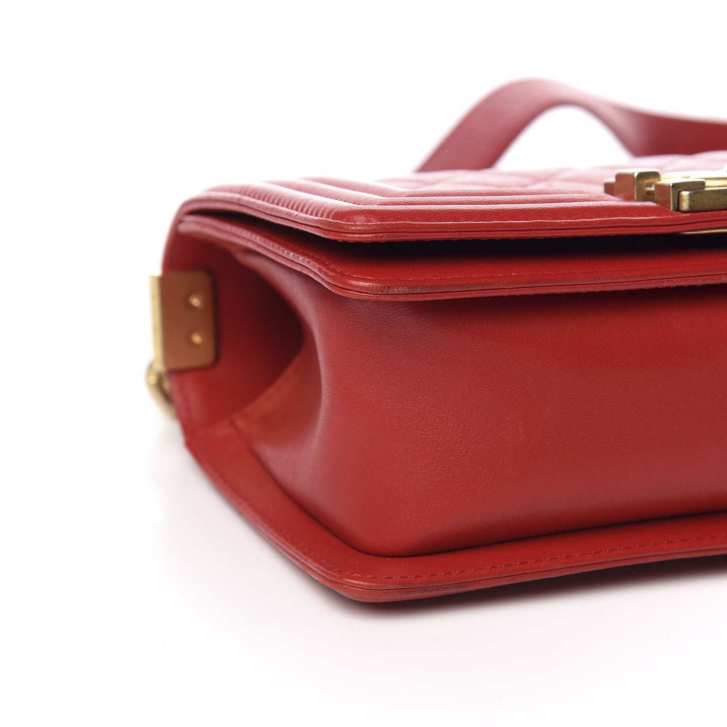 Lambskin Quilted Small Boy Flap Red