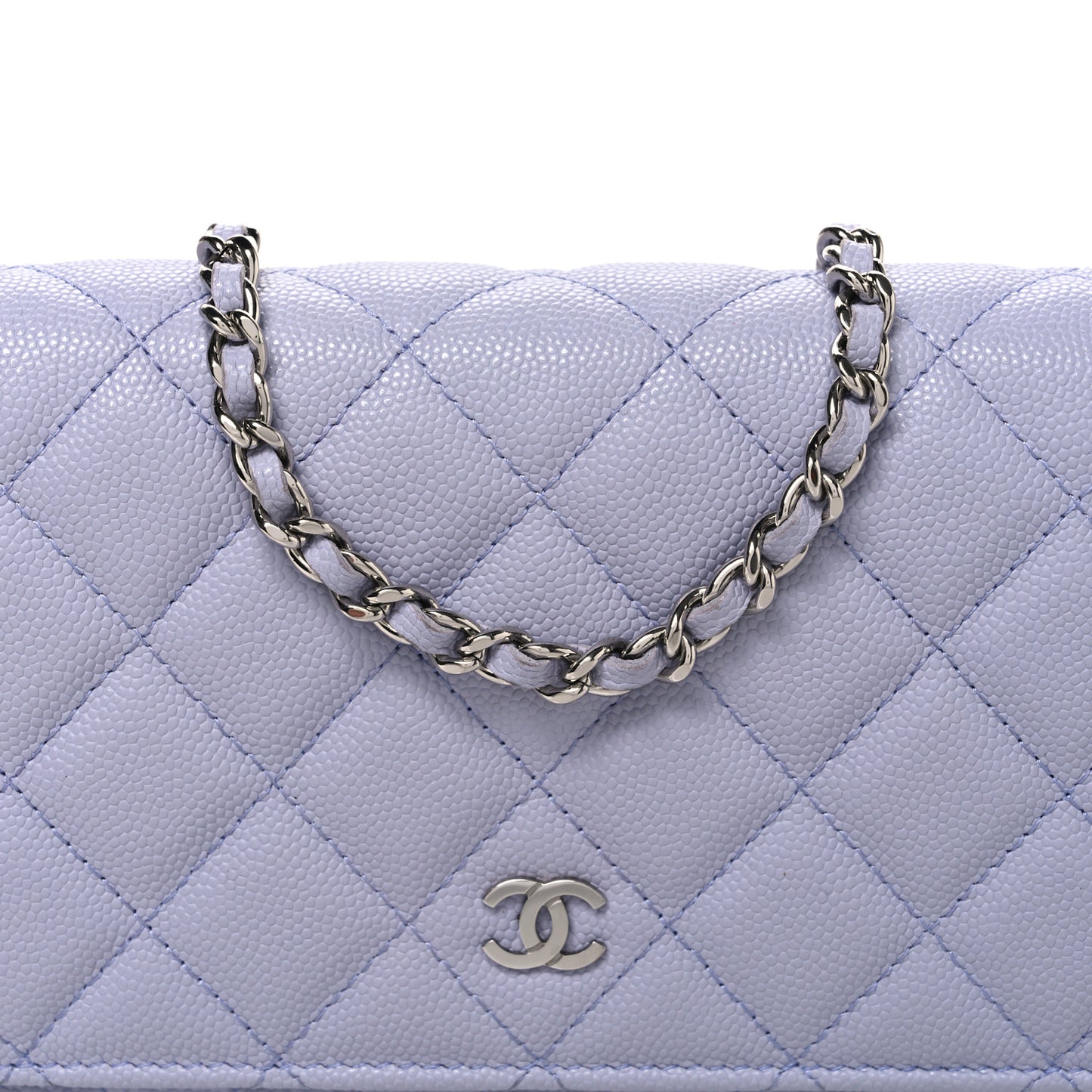 Caviar Quilted Wallet on Chain WOC Light Purple