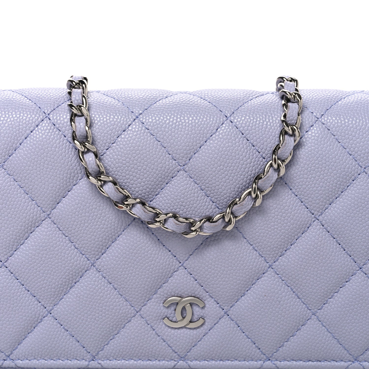 Chanel Caviar Quilted Wallet on Chain WOC Light Purple 9 of 12