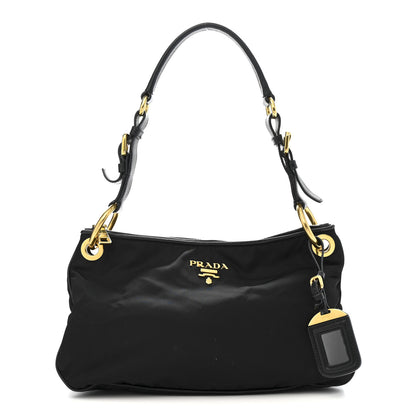 Prada Tessuto Nylon Soft Calfskin Shoulder Bag Black 1 of 13