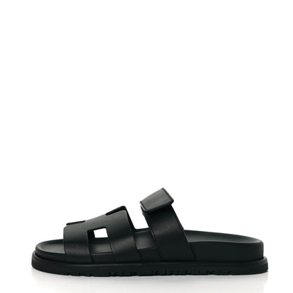 Hermes Calfskin Womens Chypre Sandals 36 Black 1 of 9