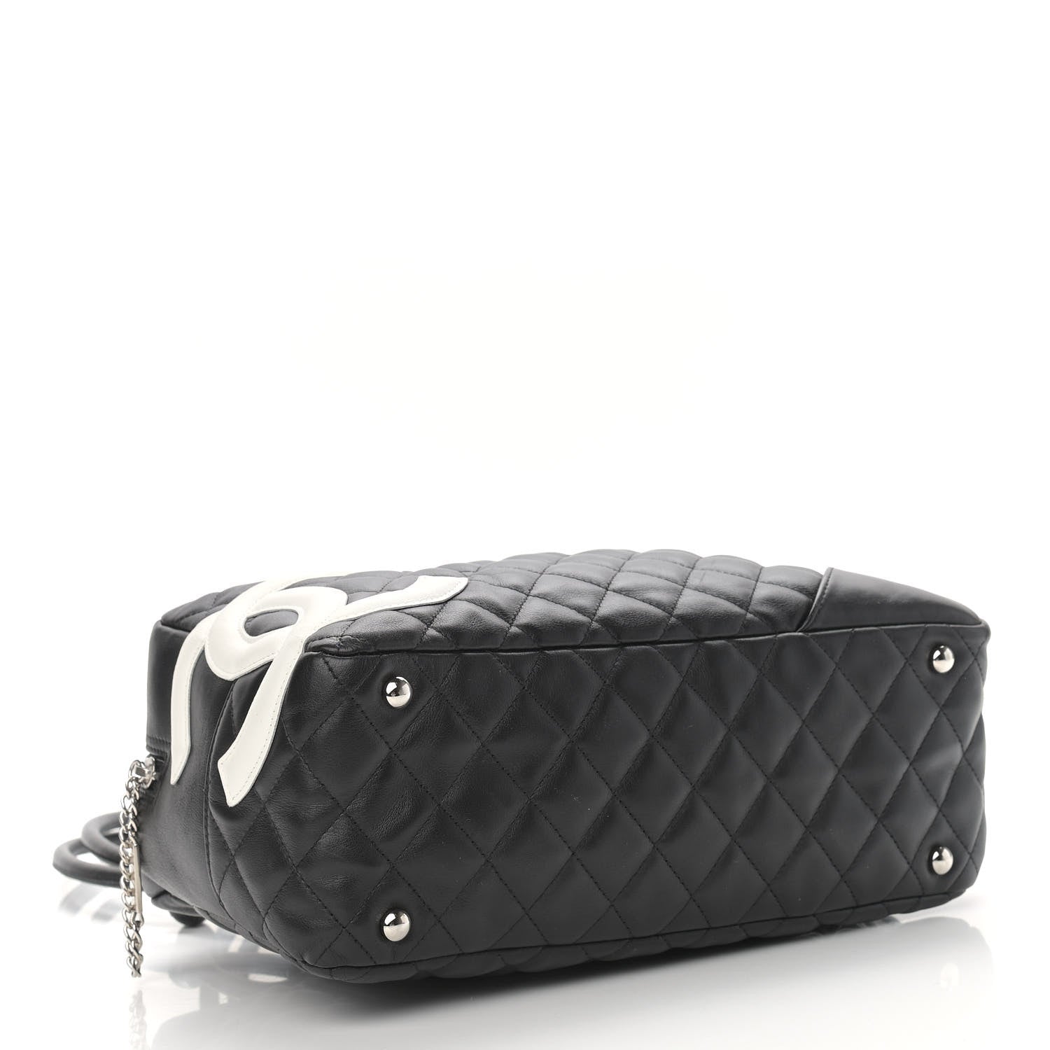 Chanel Calfskin Quilted Large Cambon Bowler Black White 4 of 10