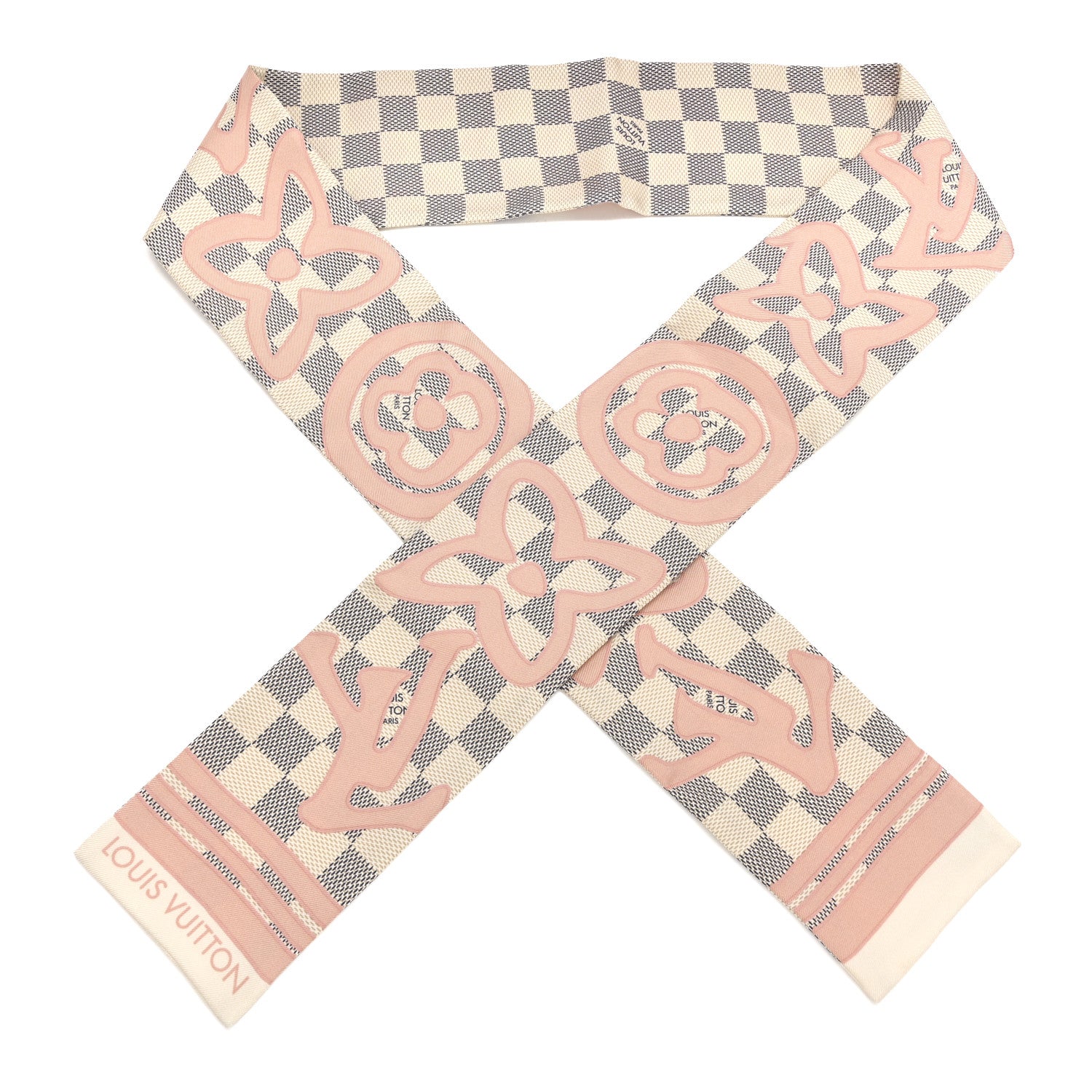 Louis Vuitton Silk Damier Azur Tahitienne Bandeau Rose Ballerine 1 of 3