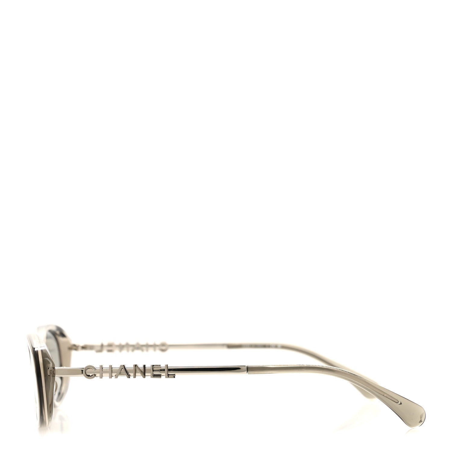 Chanel Acetate Metal Logo Oval Sunglasses 5565 Light Grey 3 of 8