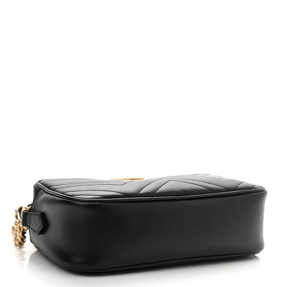 Gucci Calfskin Matelasse Small GG Marmont Chain Shoulder Bag Black 4 of 13