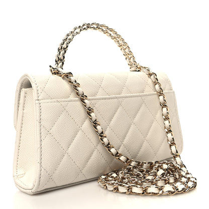 Chanel Caviar Quilted Chain Match Top Handle Phone Holder With Chain White 3 of 11