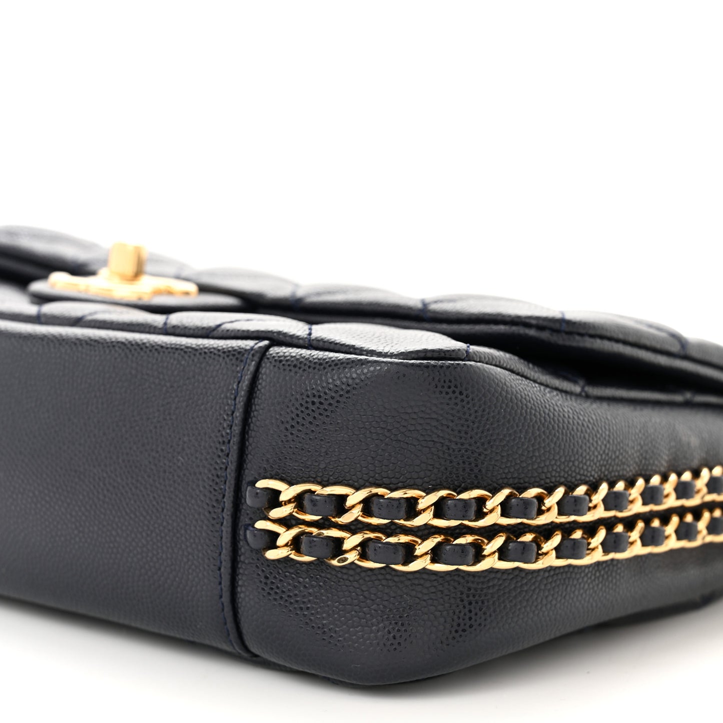 Caviar Quilted Small CC You Flap Dark Blue