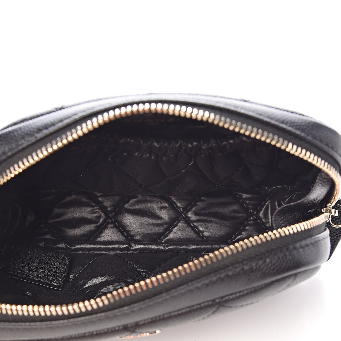 Caviar Quilted Small Curvy Pouch Cosmetic Case Black