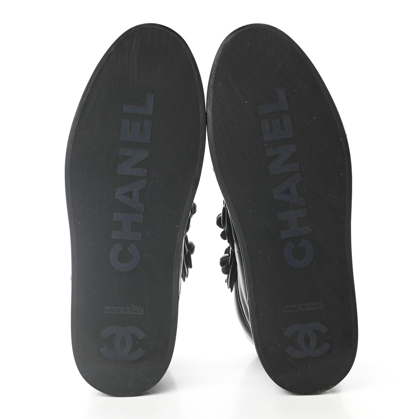 Lambskin Camellia High Top Sneakers 40 Navy
